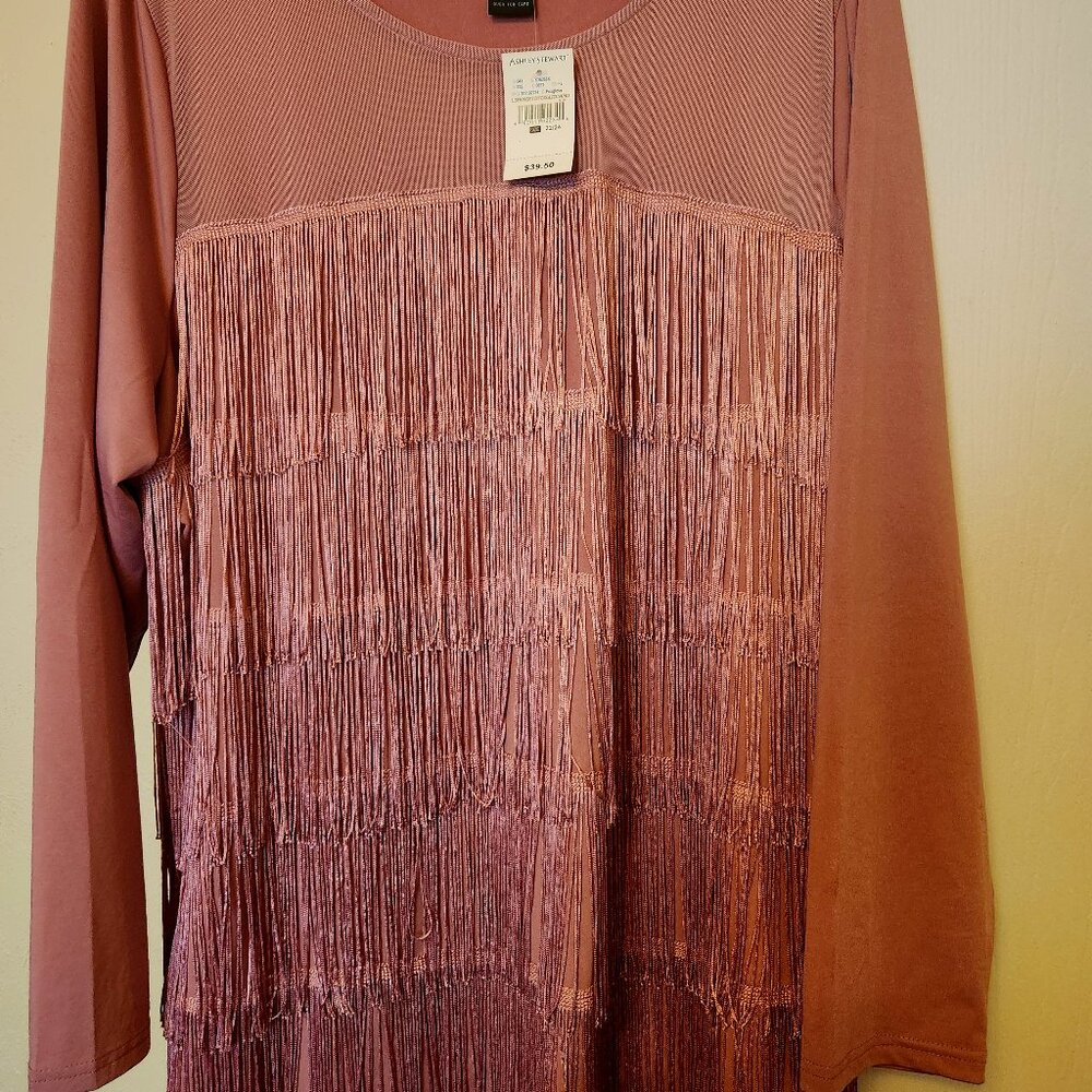 Plus Size Pink Fringe Top